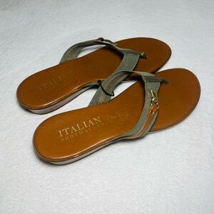 Italian Shoemakers Olive and Brown Women's Sandals Sz 9.5